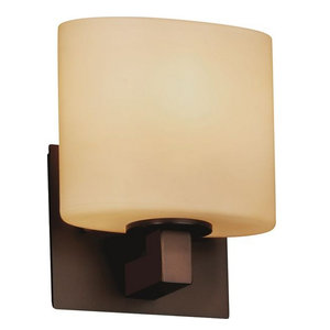 Dark Bronze Finish with Mercury Glass Shade, Justice Design Group Lighting FSN-8931-55-MROR-DBRZ Justice Design Group Modular 1-Light Bracket Fusion Rectangle