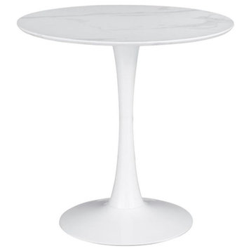 30" Round Dining Table, White