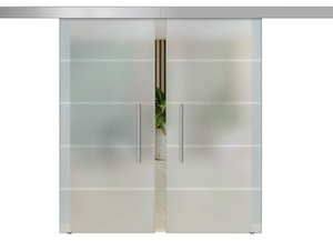 Modern European Double Sliding Glass Barn Doors, 72"x84"