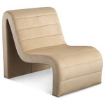 Meridian Furniture - Ivy Upholstered Accent Chair, Camel, Velvet - Unwind and get comfortable when you're kicked back in this Ivy velvet accent chair. Slightly reclined by design, this chair cradles your body in comfort while you rest, relax, or even play your favorite video games. A curved shape draws the eye in an instant and lends the chair a casual yet regally appointed vibe. Channel tufting along the body of the chair adds to its comfort factor, ensuring the chair is well-loved by all who give it a try.