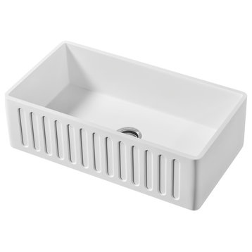 Single Bowl Solid Surface Reversible Kitchen Sink, 30"