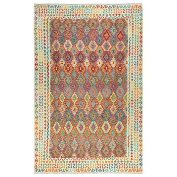 Colorful, Organic Wool Hand Woven, Afghan Kilim Oversized Rug, 10'3"x16'1"
