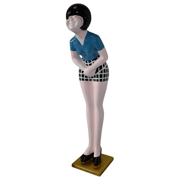 Life Size Female Butler, hostess statue Made of Resin 15" x 20" x 63"H