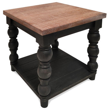 Riverside Furniture Mason Wood Square Side Table in Distressed Black
