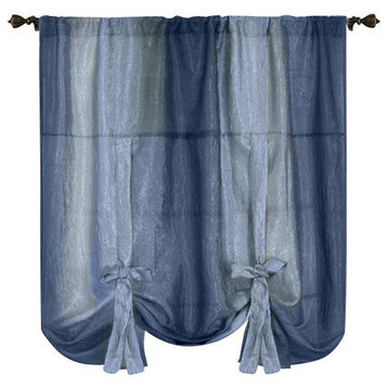 Ombre Window Curtain Tie Up Shade, 50"x63", Blue
