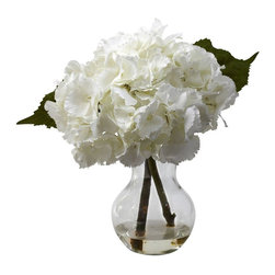 Blooming Hydrangea with Vase Arrangement - Artificial Flower Arrangements