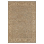 Bareens Designer Rugs - Oriental Ziegler Sandi Grey Beige Hand-Knotted Wool Rug - 5'0'' x 6'10'' - Enhance the ambiance of your home with this magnificent Persian-influenced Turkish hand-knotted rug made by skilled artisans capable of creating the most exceptional vegetable dyes and hand-spun wool. This exquisite handmade rug is a one-of-a-kind Peshawar Kafkaz, otherwise identified as Chobi, Chobi Peshawar, Oushak, or Ziegler rug. These handmade rugs are crafted in Pakistan utilizing superior-quality wool imported from Australia, New Zealand, and Korea in two types of weaves: the Persian weave and the Mori weave. This rug is meticulously crafted by hand using the finest natural vegetable dyes extracted from local plants. The artisans use a blend of hand-spun local and fine merino wool, resulting in a rug with a compelling texture, higher lanolin content, and longer staple. The artisans occasionally incorporate natural or artificial silk into the pile to enhance specific motifs. The finished product is an awe-inspiring execution of flawless design and an understated palette that exudes elegance.