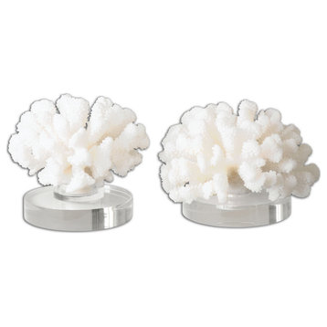 Uttermost Hard Coral 7" Sculptures in Textured Cream (Set of 2)