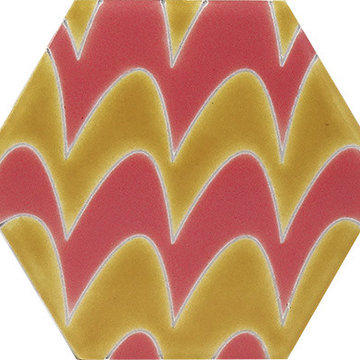 Sisters Ceramic Tile Collection, Hexagon-Squiggle Sailor's Warning