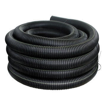 ADS® 04510100 Single Wall Corrugated HDPE Solid Drainage Pipe, 4" x 100'