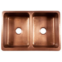 Lange Copper 32" Double Bowl Farmhouse Apron Front Undermount Kitchen Sink
