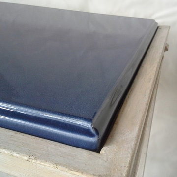 Vintage Side Table with Enameled Lava Stone Insert