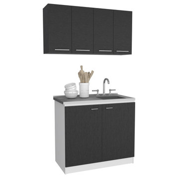 FM Furniture Aztec 2-Piece Kitchen Set With Wall Cabinet & Utility Sink Cabinet