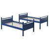 Costway Twin Over Twin Bunk Bed Convertible 2 Individual Beds Wooden Navy