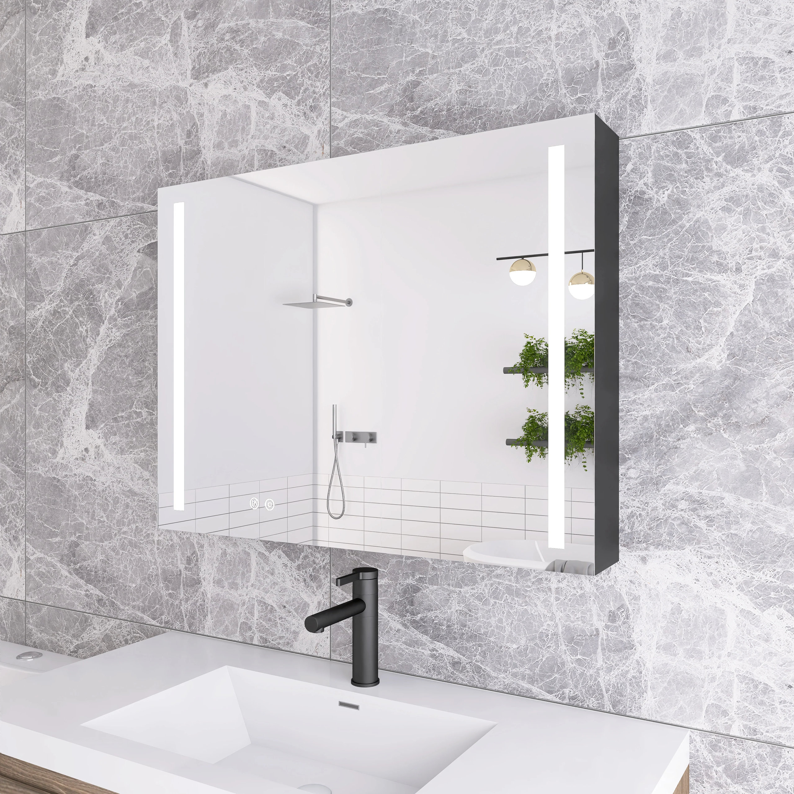 Surface Mount Bath Medicine Cabinet, Mirror and Shelves, 34" - Modern - Medicine Cabinets - by ...