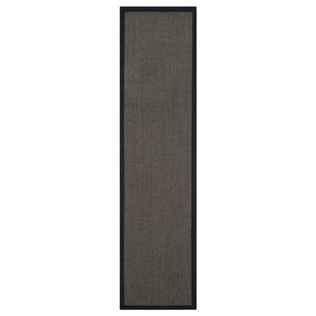 Safavieh Natural Fiber Collection NF441 Rug, Charcoal/Charcoal, 2'6" X 20'