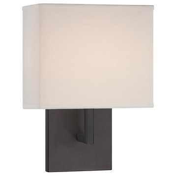 Wall Sconce in Bronze with Textured White glass
