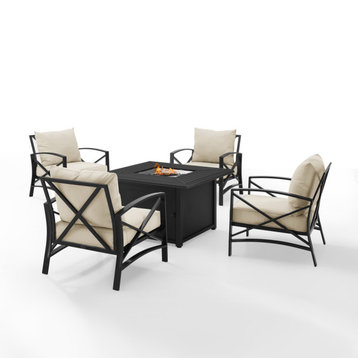 Kaplan 5Pc Outdoor Chair Set With Fire Table, Oatmeal
