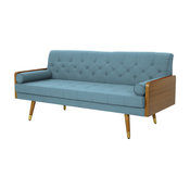 GDF Studio Aidan Mid Century Modern Tufted Fabric Sofa, Blue