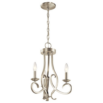 Kichler Ania 3 Light Convertible Chandelier, Brushed Nickel