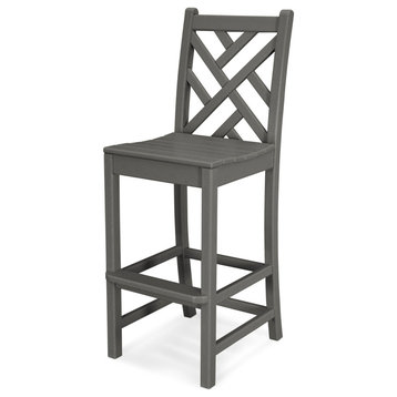 Polywood Chippendale Bar Side Chair, Slate Gray