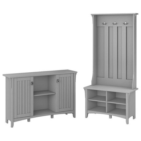 Bush Furniture Salinas Hall Tree with Shoe Bench & Accent Chest in Gray