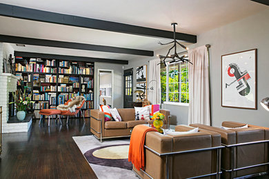 Example of a 1950s living room design in Orange County