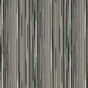 Black Silver And Beige Abstract Striped Contract Upholstery Fabric By The Yard