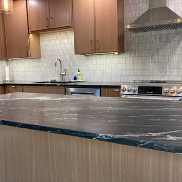 Refined Rustic Kitchen: Soapstone Countertops & Tile Accents