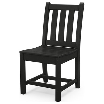 Polywood Traditional Garden Dining Side Chair, Black