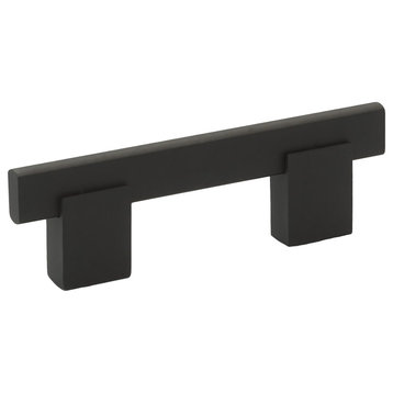 Bridge Style Solid Metal Pull / Handle, Black, 3" (76 mm) Hole Centers, 25