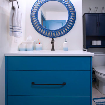 Colourful Bathrooms with Quartz Vanity Countertops