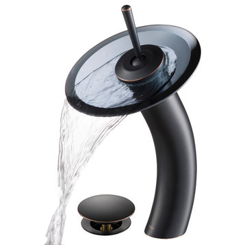 Kraus KGW-1700-PU-10-BLCL Waterfall 1 Hole Vessel Bathroom Faucet - Oil Rubbed