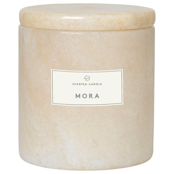 Frable Scented Candle Wmarble Container Small, Beige/Mora Scent