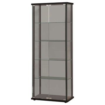 Coaster Delphinium 5-shelf Glass Curio Cabinet Black and Clear