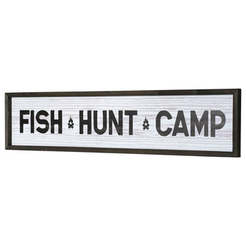 American Art Decor Fish, Hunt, Camp Wood Novelty Wall Sign 36"x8"