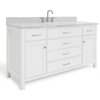 Ariel Bristol 61" Oval Sink Bath Vanity, White, 1.5" Carrara Marble