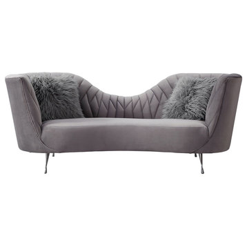 Eva Grey Velvet Sofa