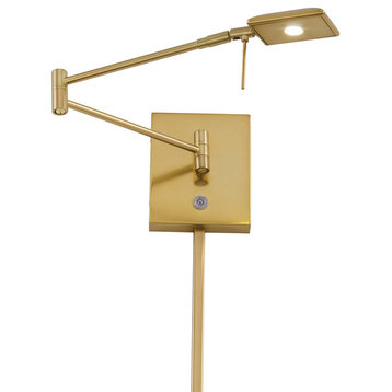 1-Light LED Swing Arm Wall Lamp, Honey Gold