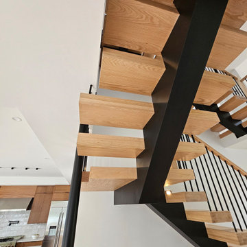Project #124 | Contemporary Red Oak and Steel Staircase