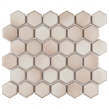 Hudson Due 2" Hex Truffle Porcelain Floor and Wall Tile