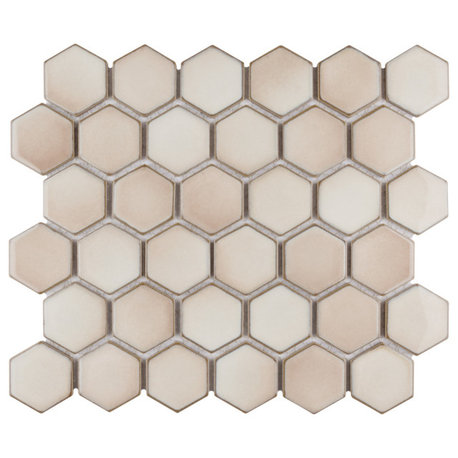 Hudson Due 2" Hex Truffle Porcelain Floor and Wall Tile