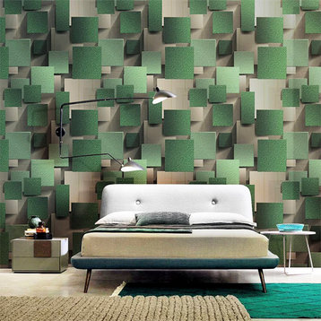 3D Thick Contemporary Wallpaper, Green