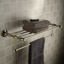 Antique Brass Ti-PVD Wall-mounted Bathroom Shelf With Towel Bar TGB1004 - Bathroom Accessories