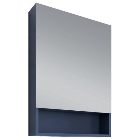 Fresca 24" Royal Blue Bathroom Medicine Cabinet, Small Bottom Shelf