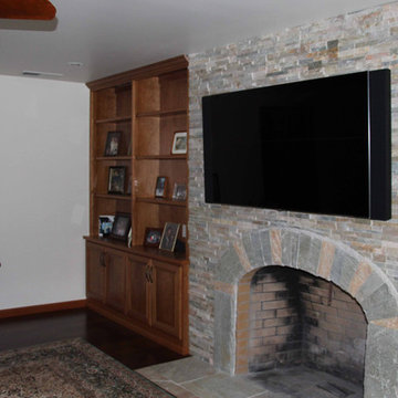 Los Altos Stone Fireplace TV Installation - Media Room