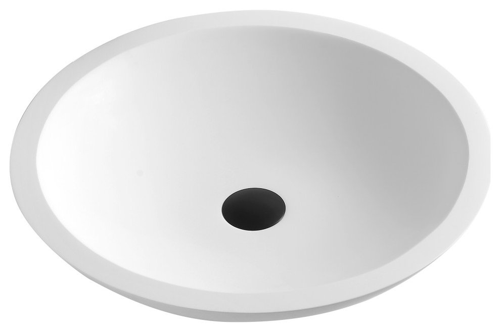 Karran Quattro QM162 Matte White Acrylic 19" Round Bathroom Vessel Sink
