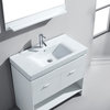Virtu Gloria 36" Single Bathroom Vanity, White, Brushed Nickel Faucet, Mirror