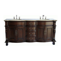 72 inch Antique Double Bathroom Vanity Cream Marble Top - Bathroom Vanities And Sink Consoles