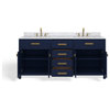 The Savoy Bathroom Vanity, Monarch Blue, 72", Double, Without Mirror, Freestanding